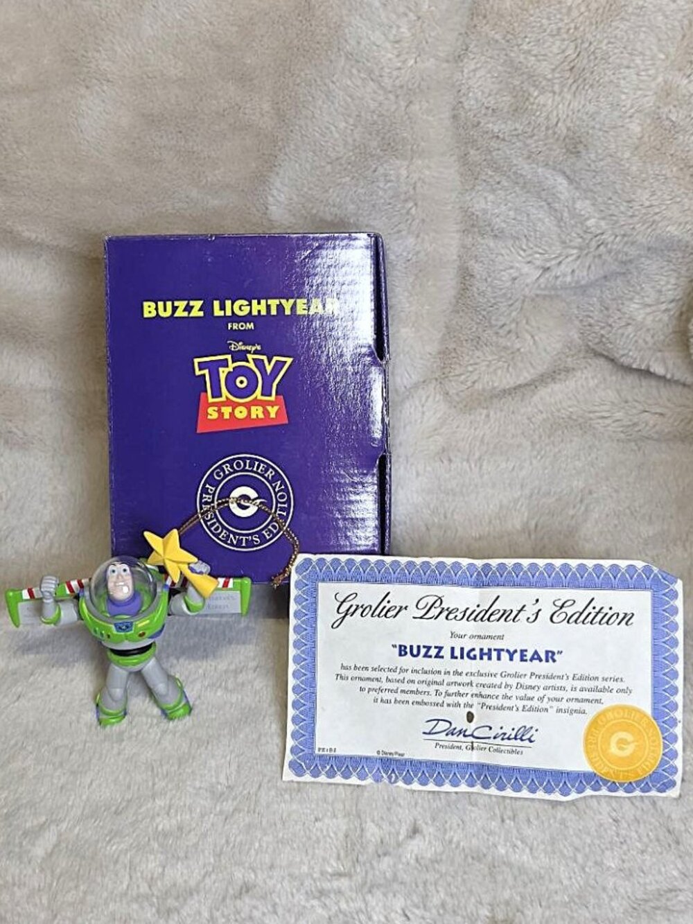 Disney Toy Story Grolier Presidents Edition - Buzz Lightyear Ornament w/ Box COA